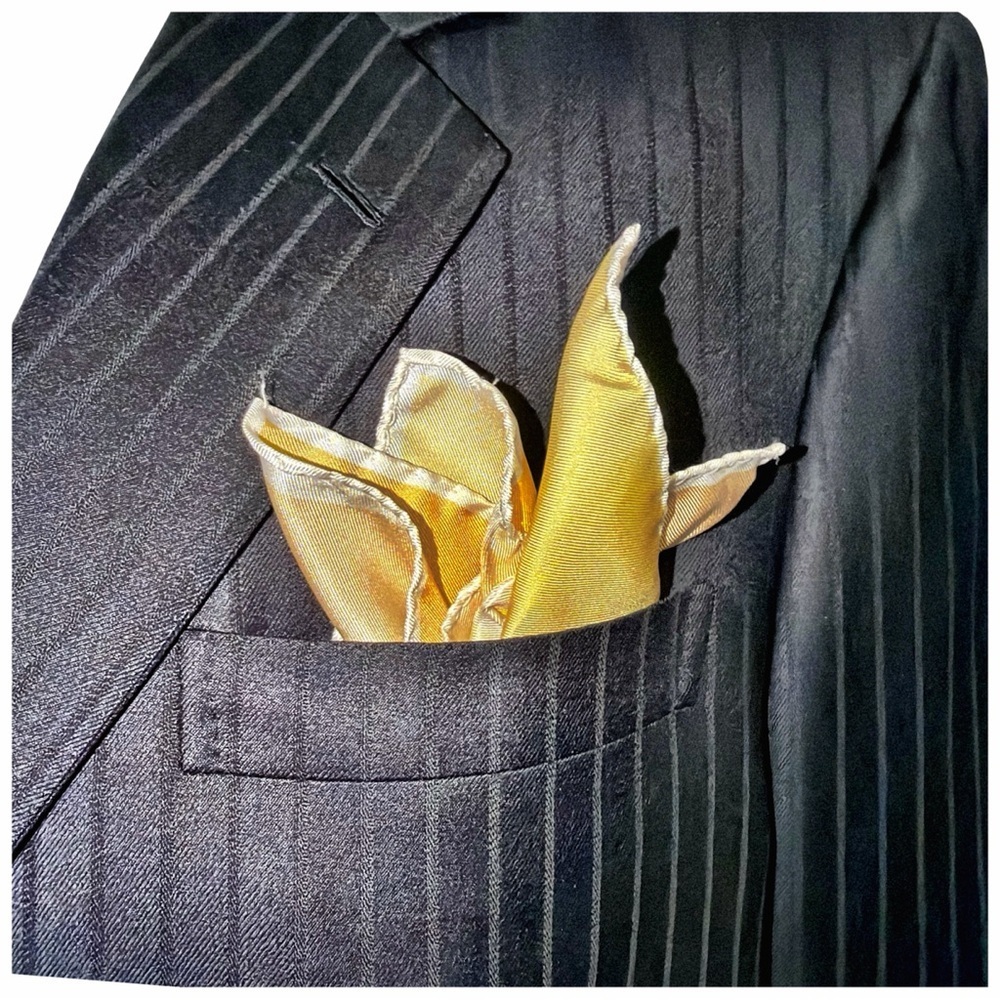 Men’s Canary Yellow Silk Pocket Square Made in Italy 12” Solid Suit Handkerchief